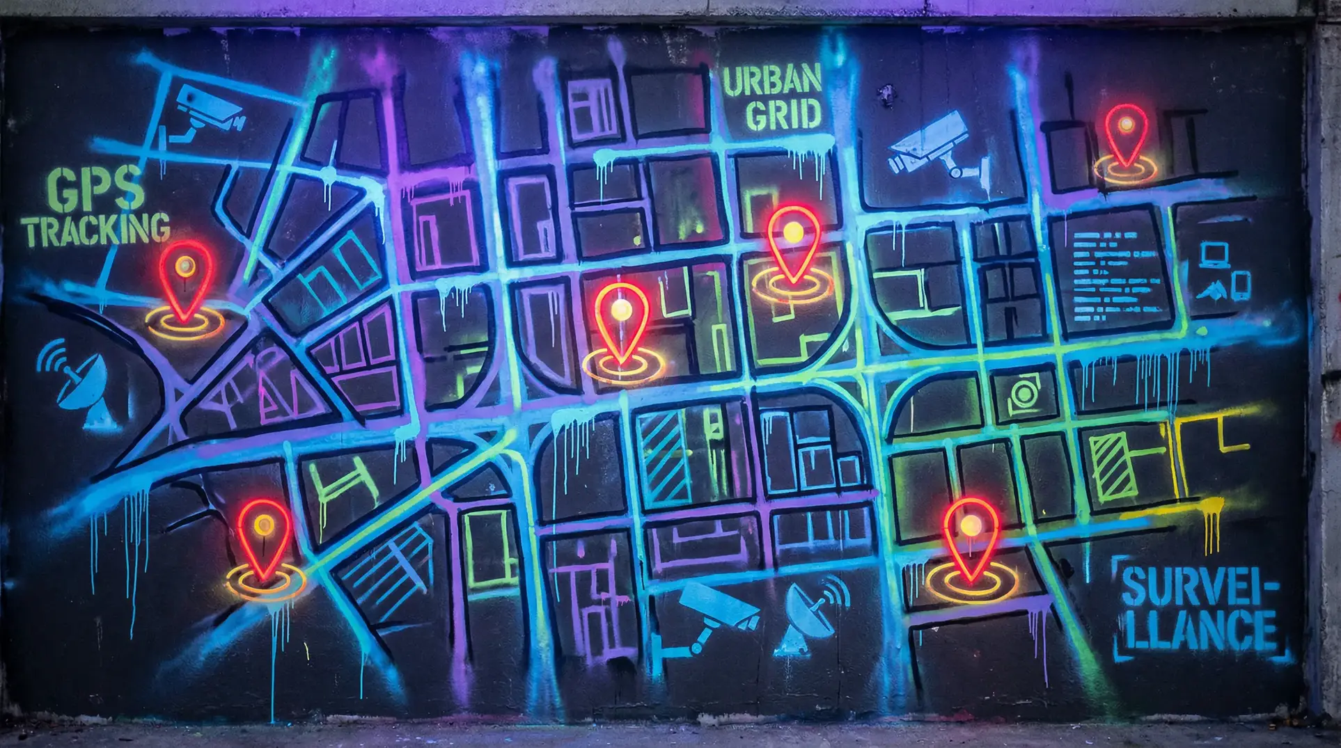 禁止的爱善良的小姨子 狗仔追踪地图 - 城市涂鸦风格